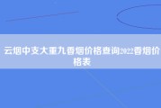 云烟中支大重九香烟价格查询2022香烟价格表