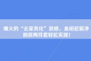 爆火的“去家务化”装修，金铂尼新净厨房两件套轻松实现！