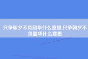 只争朝夕不负韶华什么意思,只争朝夕不负韶华什么意思