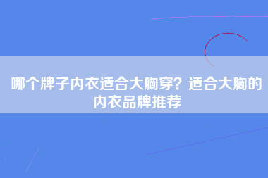 哪个牌子内衣适合大胸穿？适合大胸的内衣品牌推荐