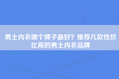 男士内衣哪个牌子最好？推荐几款性价比高的男士内衣品牌