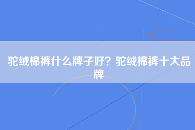 驼绒棉裤什么牌子好？驼绒棉裤十大品牌