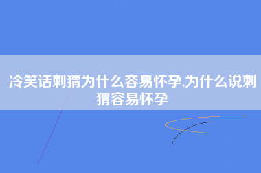 冷笑话刺猬为什么容易怀孕,为什么说刺猬容易怀孕