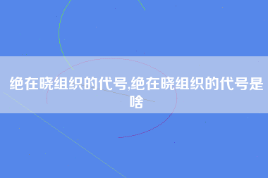 绝在晓组织的代号,绝在晓组织的代号是啥