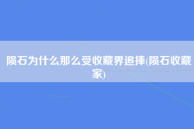 陨石为什么那么受收藏界追捧(陨石收藏家)