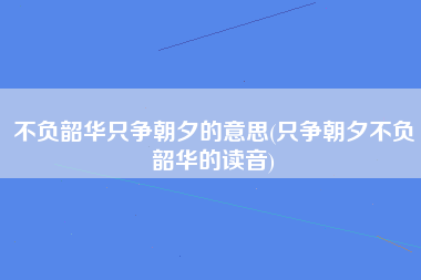 不负韶华只争朝夕的意思(只争朝夕不负韶华的读音)