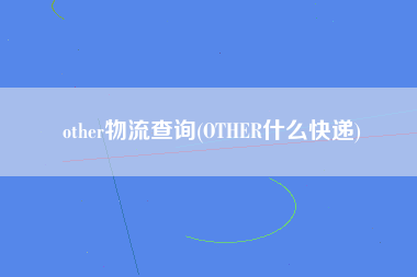 other物流查询(OTHER什么快递)