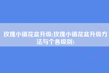 玫瑰小镇花盆升级(玫瑰小镇花盆升级方法与个各级别)