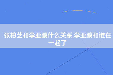 张柏芝和李亚鹏什么关系,李亚鹏和谁在一起了