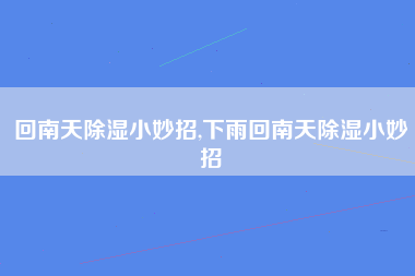 回南天除湿小妙招,下雨回南天除湿小妙招