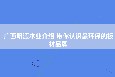 广西明源木业介绍 带你认识最环保的板材品牌