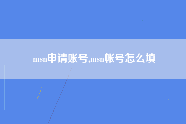 msn申请账号,msn帐号怎么填