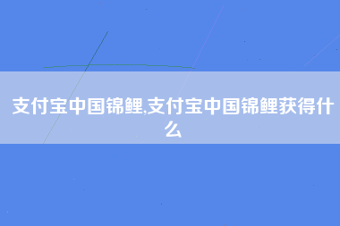 支付宝中国锦鲤,支付宝中国锦鲤获得什么