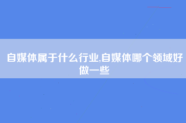 自媒体属于什么行业,自媒体哪个领域好做一些