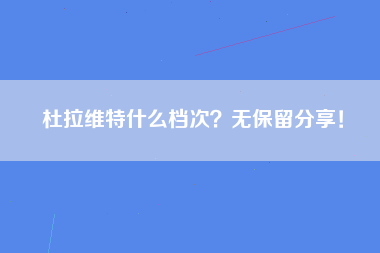 杜拉维特什么档次？无保留分享！