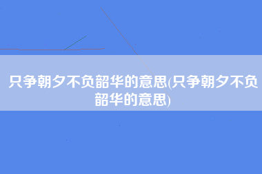 只争朝夕不负韶华的意思(只争朝夕不负韶华的意思)