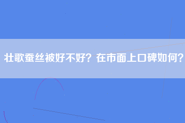 壮歌蚕丝被好不好？在市面上口碑如何？