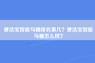 便洁宝智能马桶排名第几？便洁宝智能马桶怎么样？