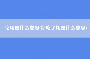 吃翔是什么意思(你吃了翔是什么意思)