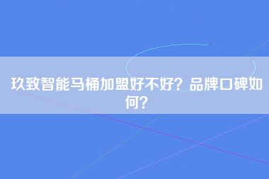 玖致智能马桶加盟好不好？品牌口碑如何？